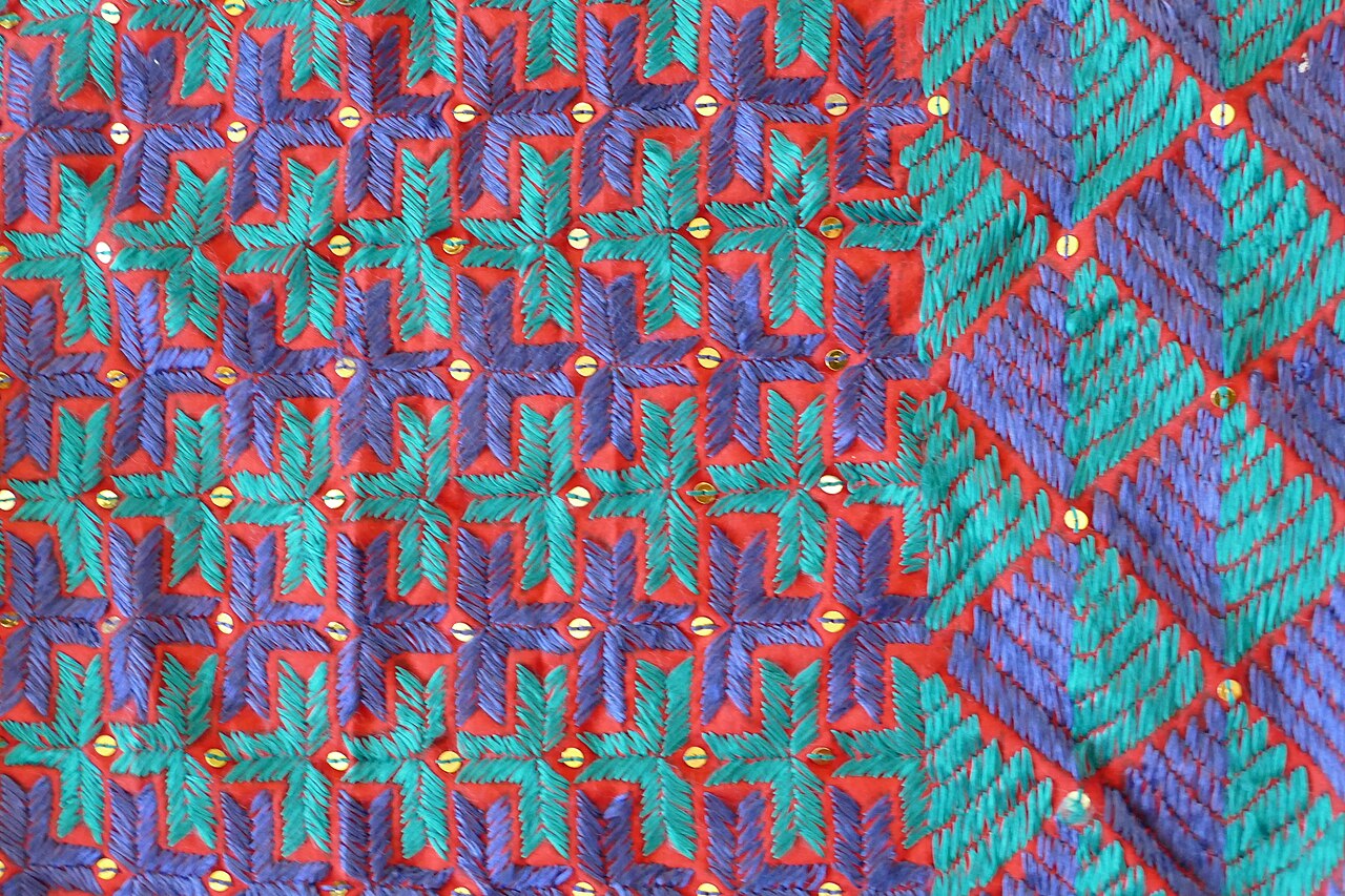 Bright Phulkari embroidery from Punjab